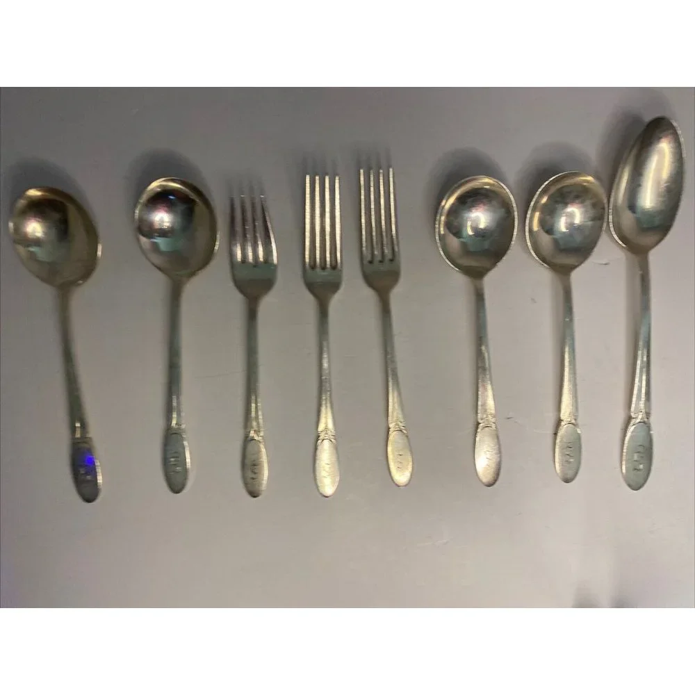 Vtg 1847 Rogers Bros Silverplate IS Replacement 8pc Set Restore Repurpose S Mono
